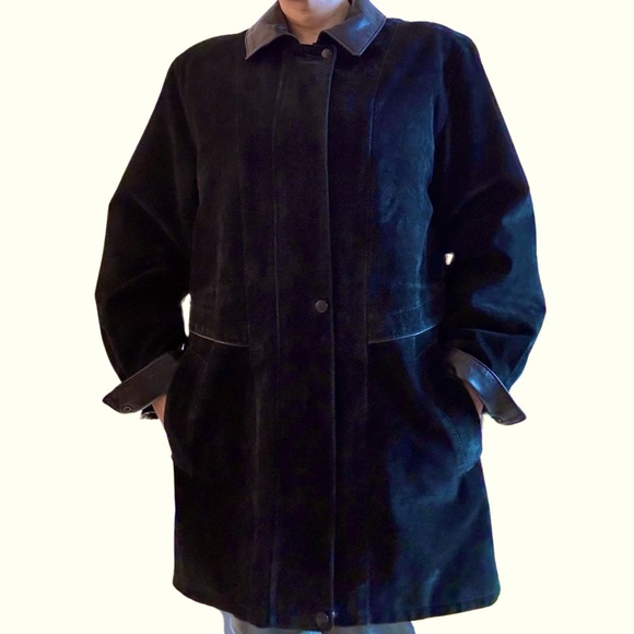 Vintage Black Suede & Soft Leather Jacket – Acton Old Hide House (Oversized Fit) - Picture 2 of 6